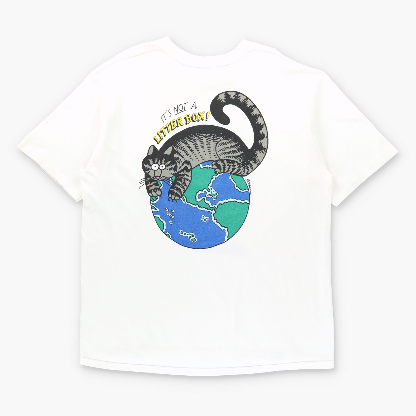 Earth Day "It's Not A Litter Box!" B. Kliban Cat Vintage 90s USA Made White Tee (L) ***COCO Vintage Sole Melbourne