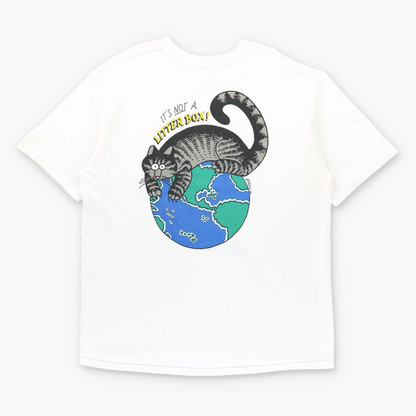 Earth Day "It's Not A Litter Box!" B. Kliban Cat Vintage 90s USA Made White Tee (L) ***COCO Vintage Sole Melbourne