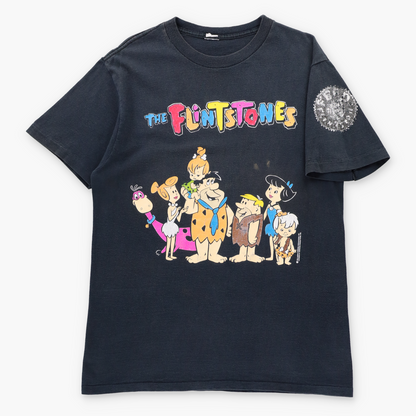 Vintage 1990 THE FLINTSTONES Cartoon Single Stitch Faded Black T-Shirt (M TALL) Vintage Sole Melbourne
