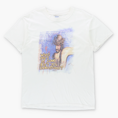 Vintage 90s Solid Light "What Part Of Love Don't You Understand?" Bible Verse Jesus Tee (L) Vintage Sole Melbourne
