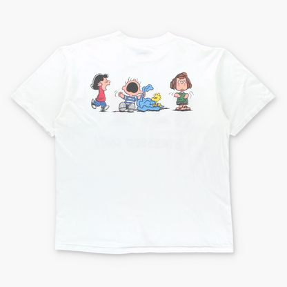 Vintage 90s REEBOK Snoopy "Stressed Out!" Peanuts Comic Strip USA Made White Single Stitch Tee (XL) Vintage Sole Melbourne