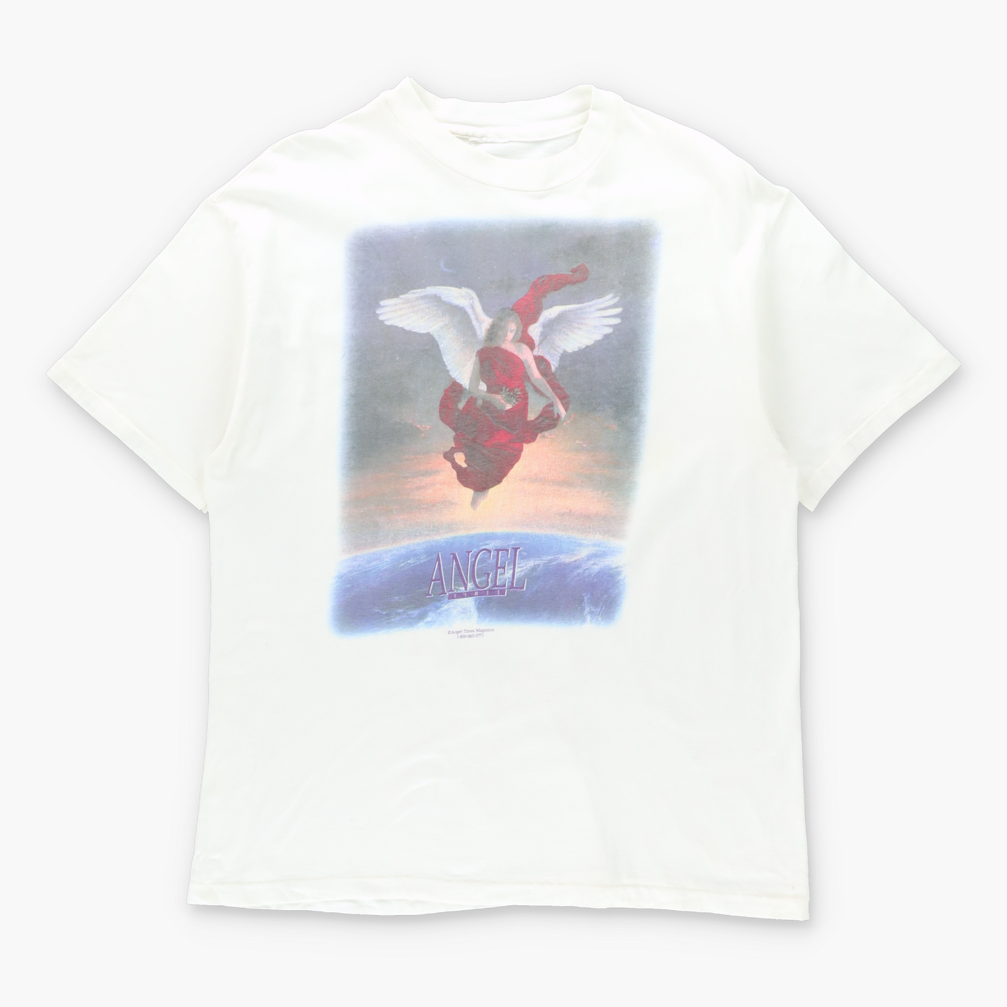 Vintage 90s ANGEL TIMES MAGAZINE Mihael White Single Stitch T-Shirt (L) Vintage Sole Melbourne