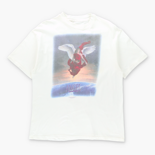 Vintage 90s ANGEL TIMES MAGAZINE Mihael White Single Stitch T-Shirt (L) Vintage Sole Melbourne