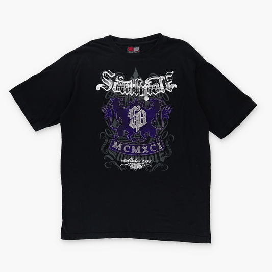 SOUTH POLE Y2K Plaid Logo Grunge Black & Purple Tee (XL-XXL)