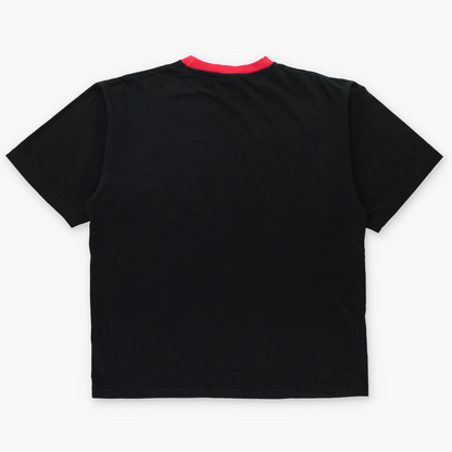 SOUTH POLE Black & Red 3D Spell Out Embroidered Patch Y2K Style T-Shirt (L-XL)