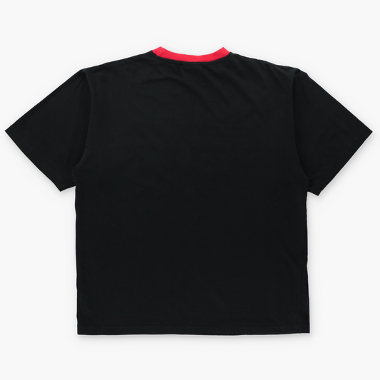 SOUTH POLE Black & Red 3D Spell Out Embroidered Patch Y2K Style T-Shirt (L-XL)