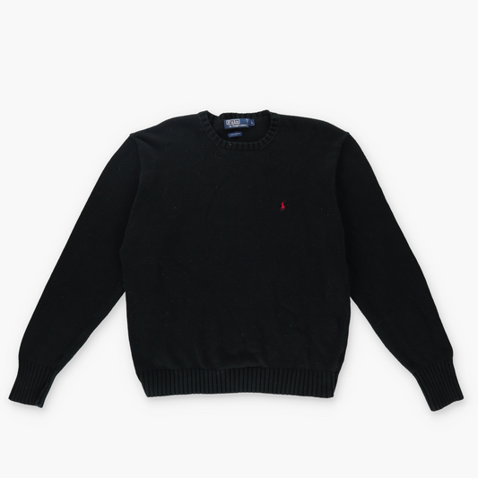 RALPH LAUREN POLO 100% Cotton Black Knit Sweater (L)
