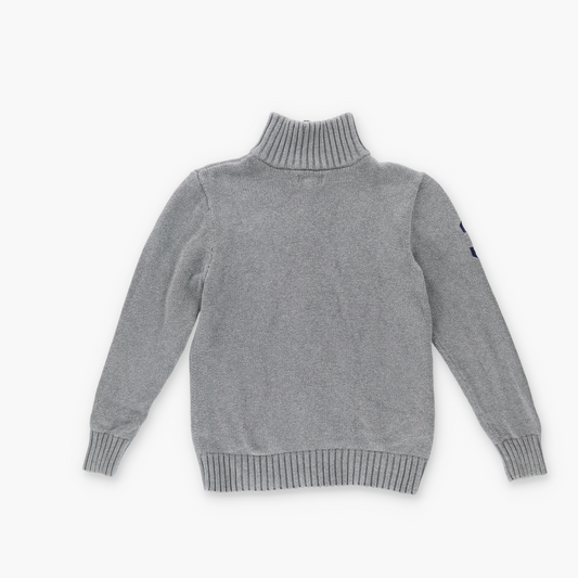 RALPH LAUREN POLO Large Pony Grey 100% Cotton Knit Zip-Up Turtle Neck Sweater (XS)
