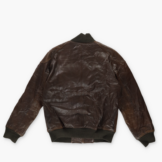 SEAN JOHN Brown Detailed Genuine Leather Zip-Up Jacket (M-L)