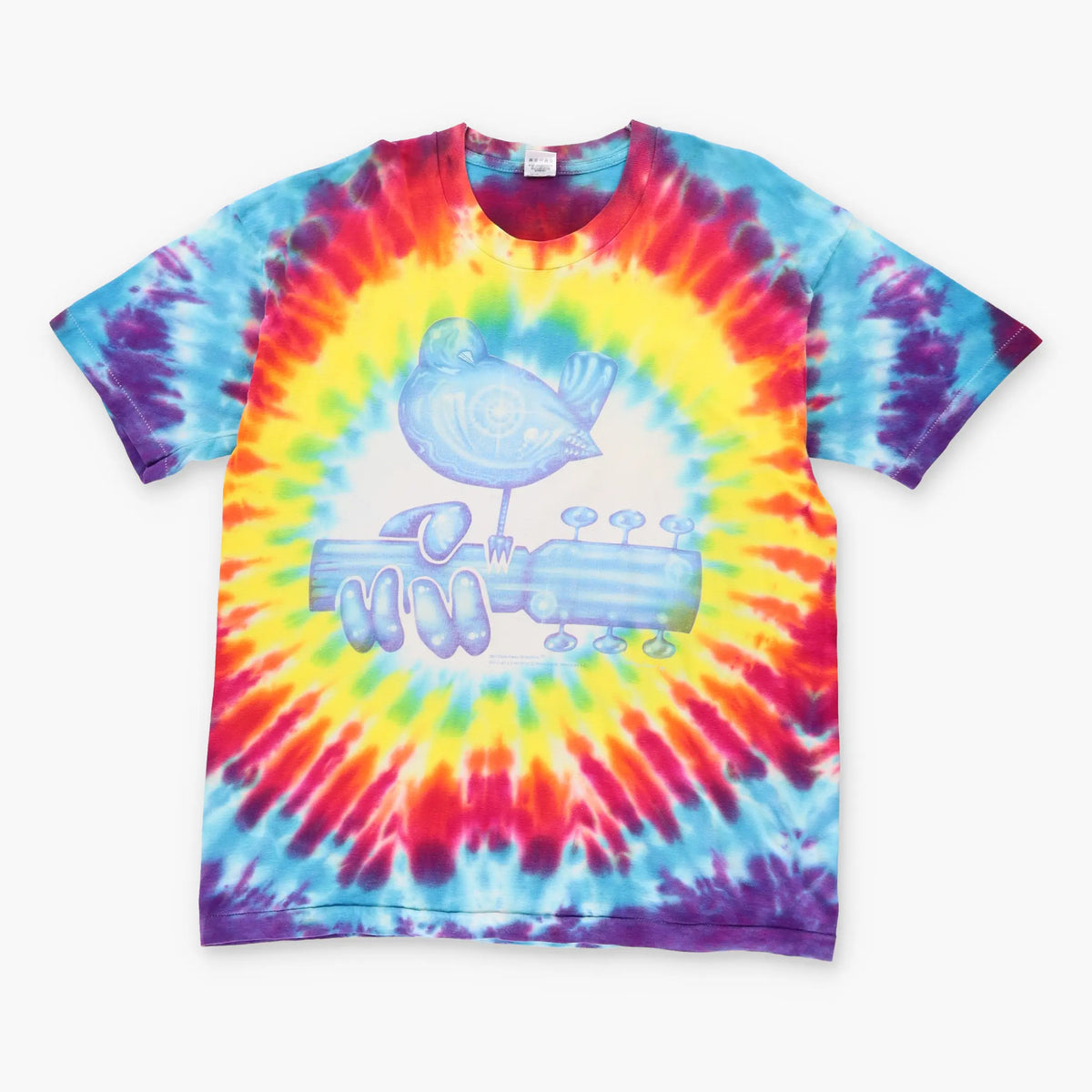 Vintage WOODSTOCK Fair Psychedelic Rainbow Tie Dye Single Stitch T-Shirt (XL)