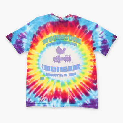 Vintage WOODSTOCK Fair Psychedelic Rainbow Tie Dye Single Stitch T-Shirt (XL)