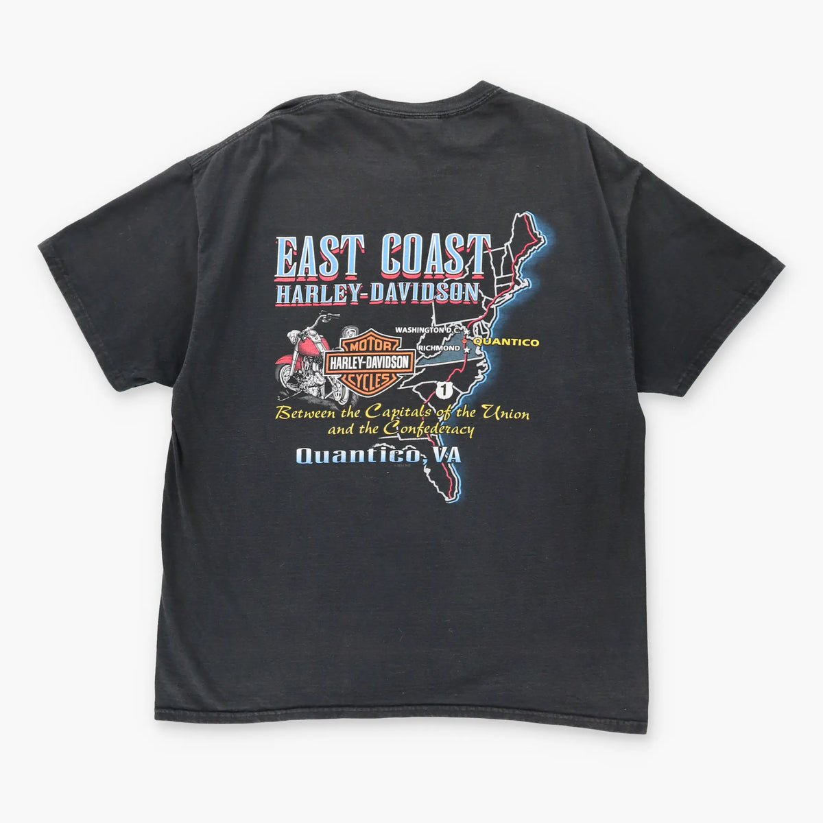 Vintage HARLEY DAVIDSON Pin Up 'Sales and Service' East Coast Motorcycle T-Shirt (XL)