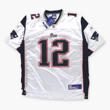 Vintage REEBOK New England Patriots NFL Tom Brady #12 American Football White Jersey With Original Tag (XXL)