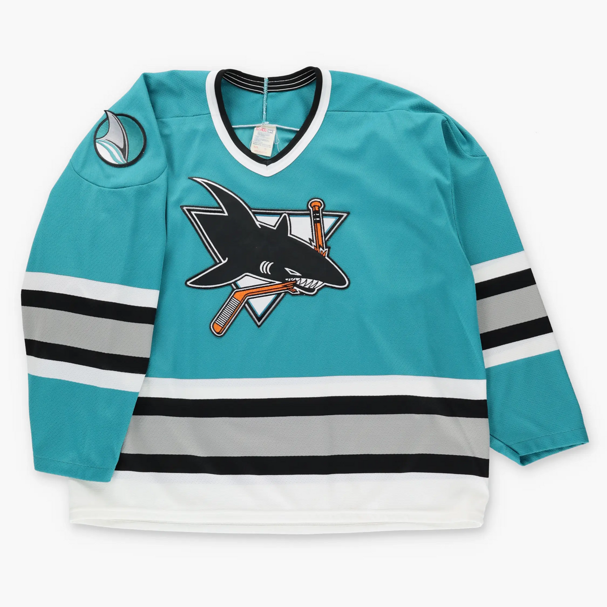 Vintage 90s CCM San Jose Sharks NHL Canadian Made Teal Hockey Jersey (XXL)