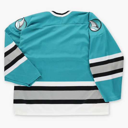 Vintage 90s CCM San Jose Sharks NHL Canadian Made Teal Hockey Jersey (XXL)