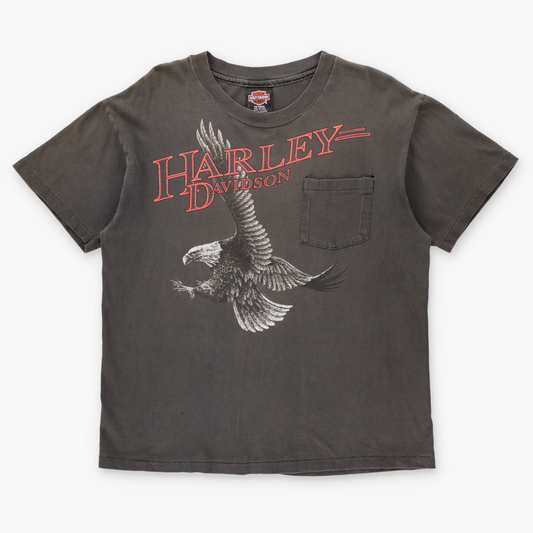 HARLEY DAVIDSON Double Sided Riverboat Casino Single Stitch Front Pocket Tee USA Made (M-L)