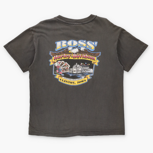 HARLEY DAVIDSON Double Sided Riverboat Casino Single Stitch Front Pocket Tee USA Made (M-L)