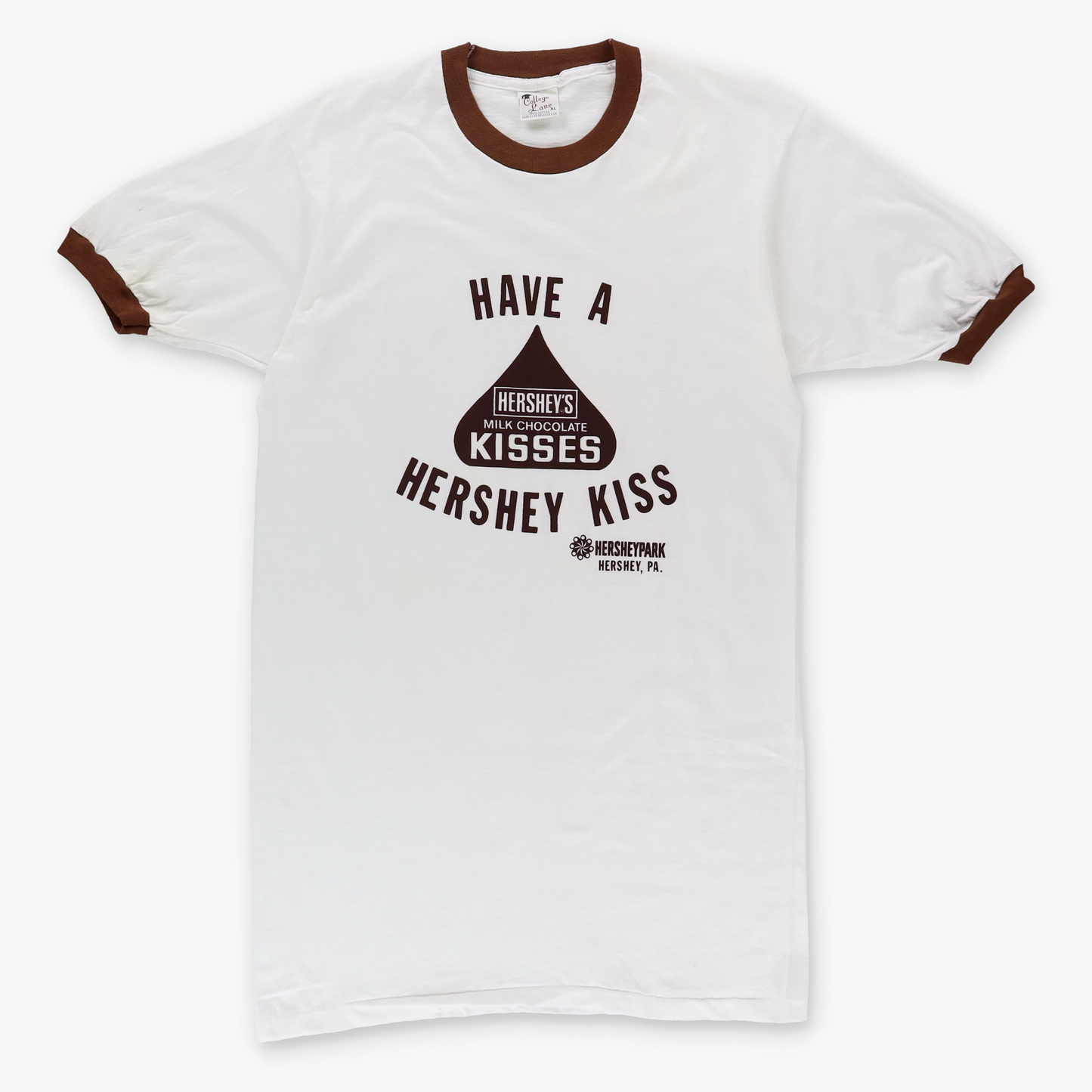 Vintage HERSHEY'S 70s Single Stitch Brown & White Ringer T-Shirt (M Tall) Vintage Sole Melbourne
