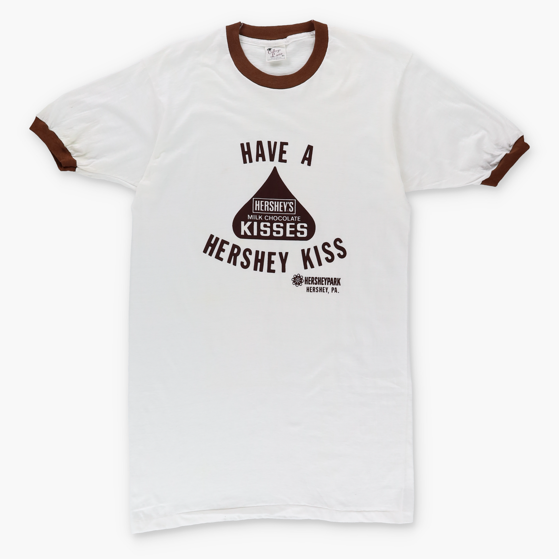 Vintage HERSHEY'S 70s Single Stitch Brown & White Ringer T-Shirt (M Tall) Vintage Sole Melbourne
