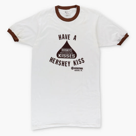 Vintage HERSHEY'S 70s Single Stitch Brown & White Ringer T-Shirt (M Tall)