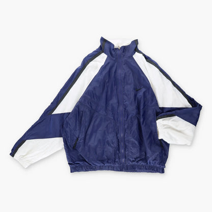 NIKE 90's Style Colour Block Navy & White Vintage Windbreaker Jacket (XL)