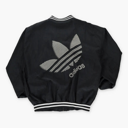 ADDIDAS Retro Trefoil Striped Logo Black & White Windbreaker Bomber Jacket (XL) *Aubs Vintage Sole Melbourne