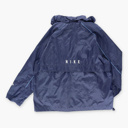 NIKE 90's Centre Swoosh Quarter Zip Pouch Windbreaker Pull Over Navy Jacket (XL)