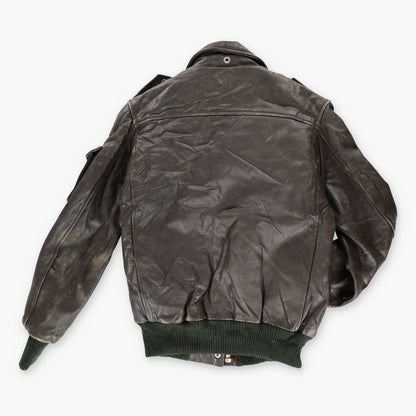 Vintage PACK-IN A-2 Sherpa Lined Genuine Leather Flight Jacket (S)