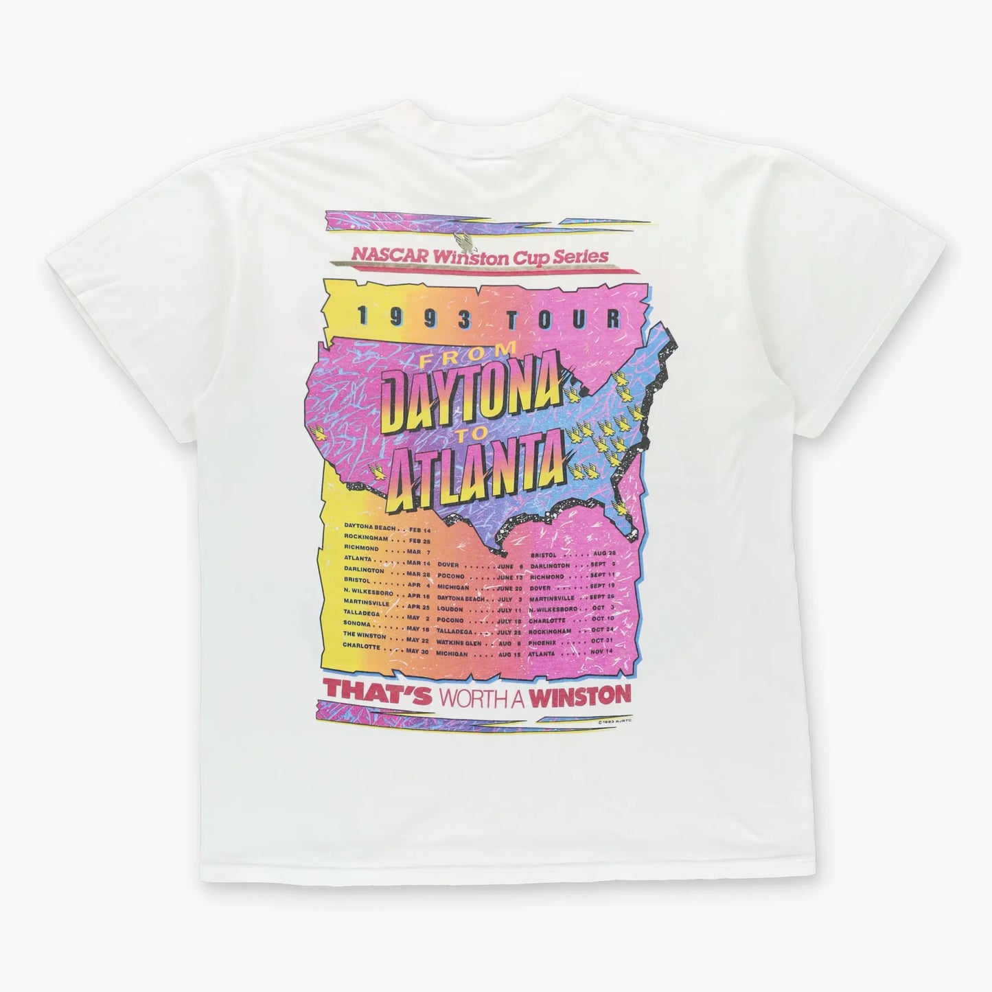 Vintage 1993 NASCAR Winston Cup Series "From Daytona To Atlanta" USA Made T-Shirt (XL)