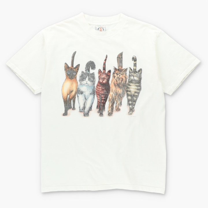 Cats 'Heads & Tails' Front Back T-Shirt USA Made (M-L)
