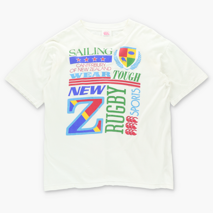 Vintage New Zealand 1988 Rugby & Sailing CANTERBURY T-Shirt USA Made (L)