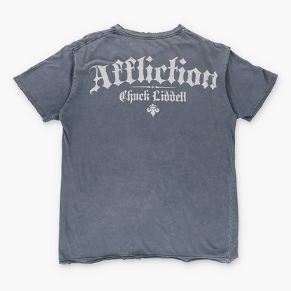 Vintage AFFLICTION Y2K Skull Wing USA Made Distressed Grey T-Shirt (XL) Vintage Sole Melbourne