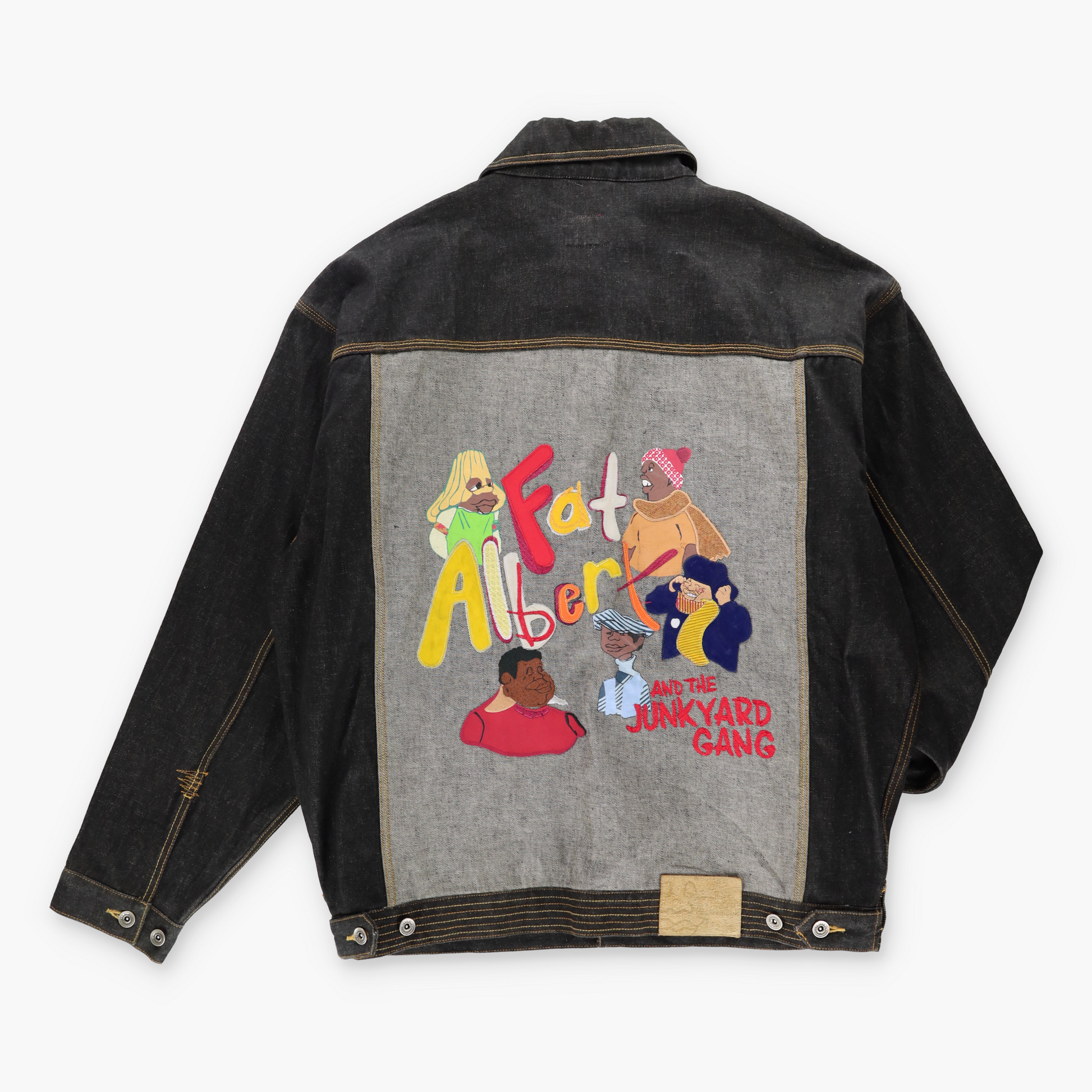 Vintage PLATINUM FUBU 'Fat Albert & The Junkyard Gang' Embroidered Denim Jacket (XXL-XXXL) Vintage Sole Melbourne