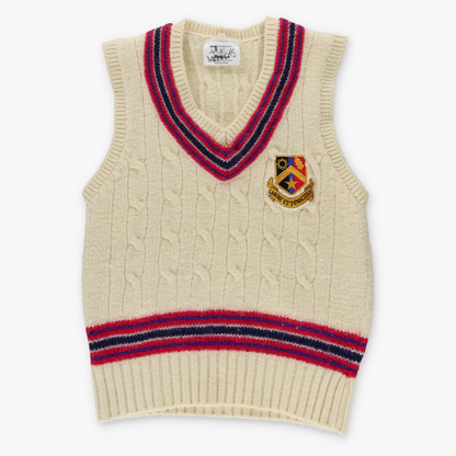 Vintage St Joseph's College Ipswich Crest Wool England Made Cricket Knit Sweater Vest (S) Vintage Sole Melbourne