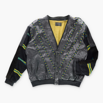Vintage SAXONY Genuine Leather Suede Coogi Style Knit Jacket (XXL) Vintage Sole Melbourne