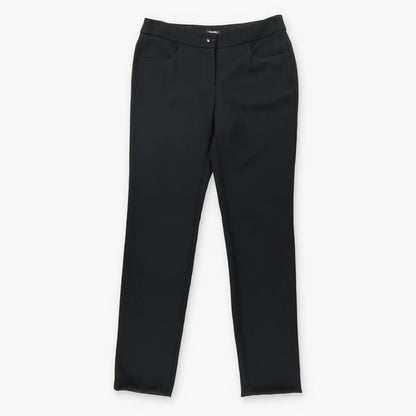 CHANEL Black 'CC' Logo Button Straight Leg Pants (Women's 10)