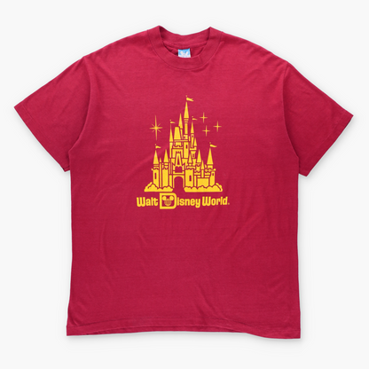 Vintage DISNEY Maroon & Yellow 'Walt Disney World' Single Stitch Tee USA Made (XL) Vintage Sole Melbourne