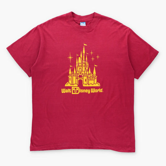 Vintage DISNEY Maroon & Yellow 'Walt Disney World' Single Stitch Tee USA Made (XL)