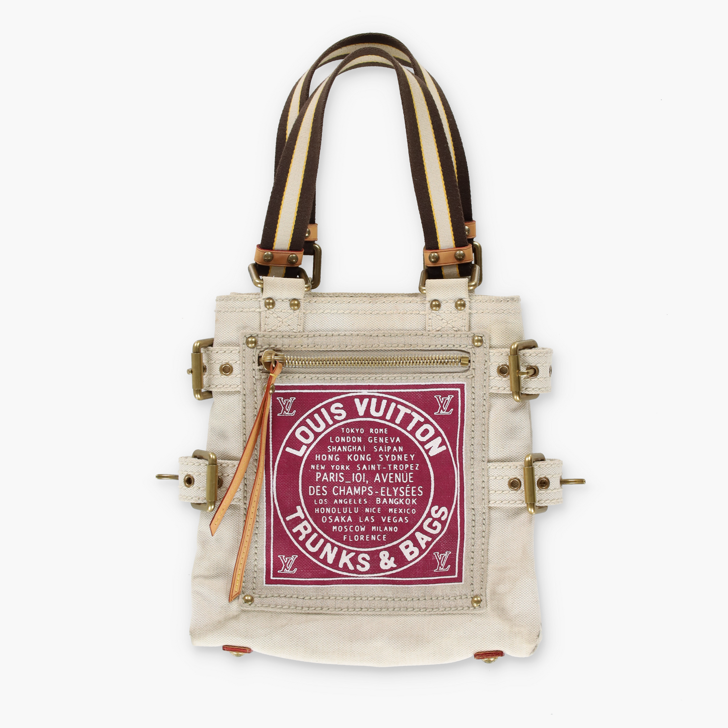 LOUIS VUITTON 'Globe Shopper' PM Red Toile Tote Bag France Made
