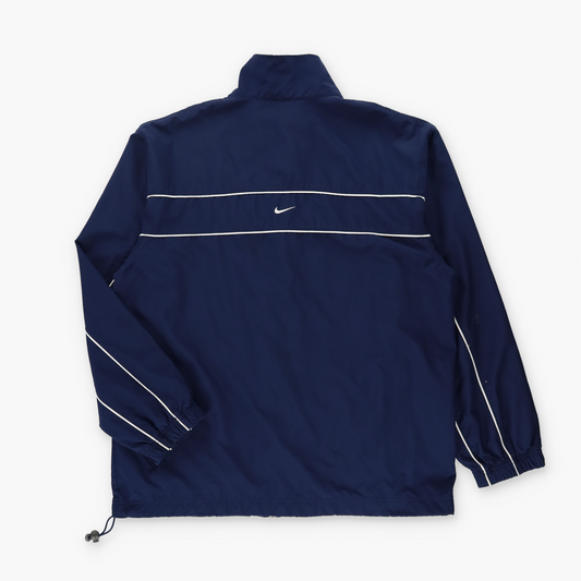 NIKE Blue & White Embroidered Swoosh Logo Windbreaker Jacket (L-XL)