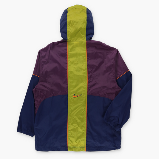 NIKE Purple & Green Colour Block 1/2 Zip Embroidered Logo Windbreaker Pop Over (L)