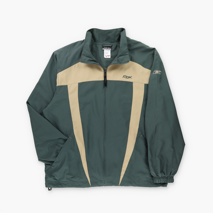 REEBOK RBK Green & Beige Embroidered Logo Full Zip Windbreaker Jacket (XL)