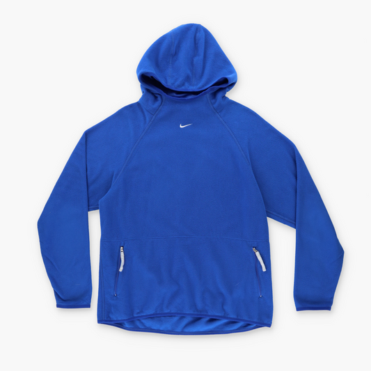 NIKE 'Therma Fit' Embroidered Swoosh Blue Hooded Fleece Sweatshirt (M-L)
