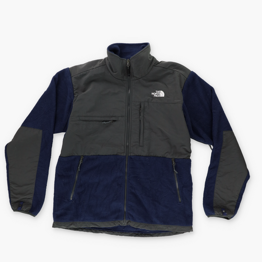 THE NORTH FACE Grey & Navy Retro Denali Panel Fleece Zip-Up Jacket (L)