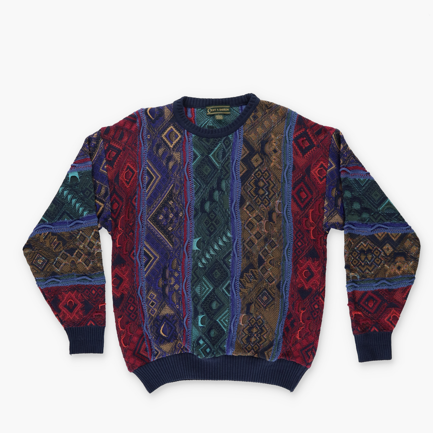 CROFT & BARROW Multi Coloured Coogi Style Knit Sweater (M-L)