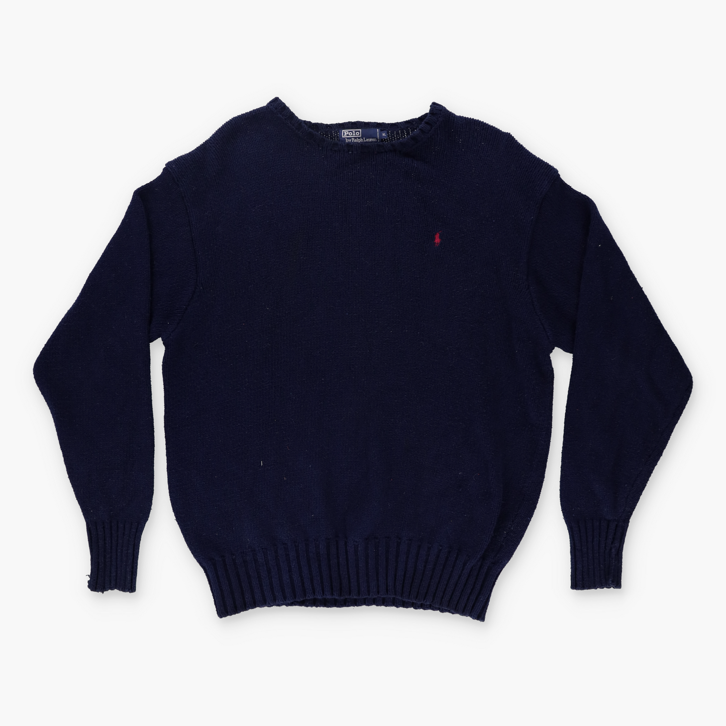 RALPH LAUREN POLO Navy Blue Knit 100% Cotton Sweater (XL)