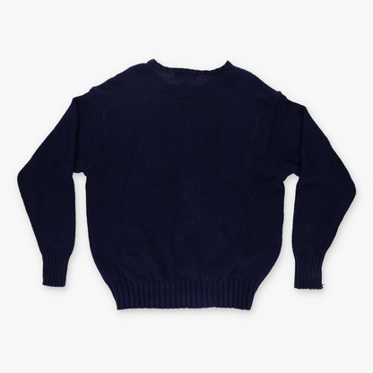 RALPH LAUREN POLO Navy Blue Knit 100% Cotton Sweater (XL)