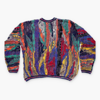 TUNDRA CANADA 90s Coogi Style Multi-Coloured Heavyweight Knit Sweater (3XL-4XL)