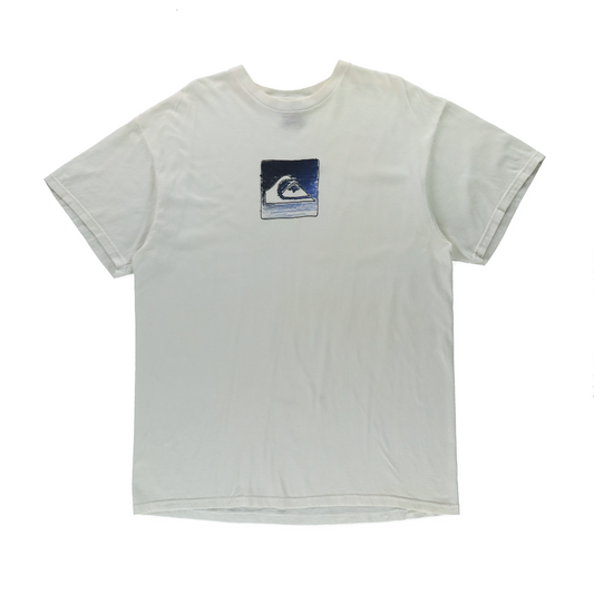 QUIKSILVER Illustrated Logo Graphic White T-Shirt (L TALL)