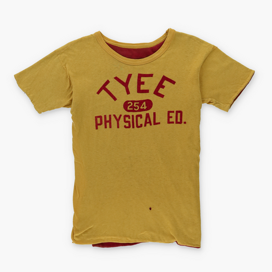 Tyee P.E Vintage Highschool Sports Double Lined Yellow & Red T-Shirt (XS)